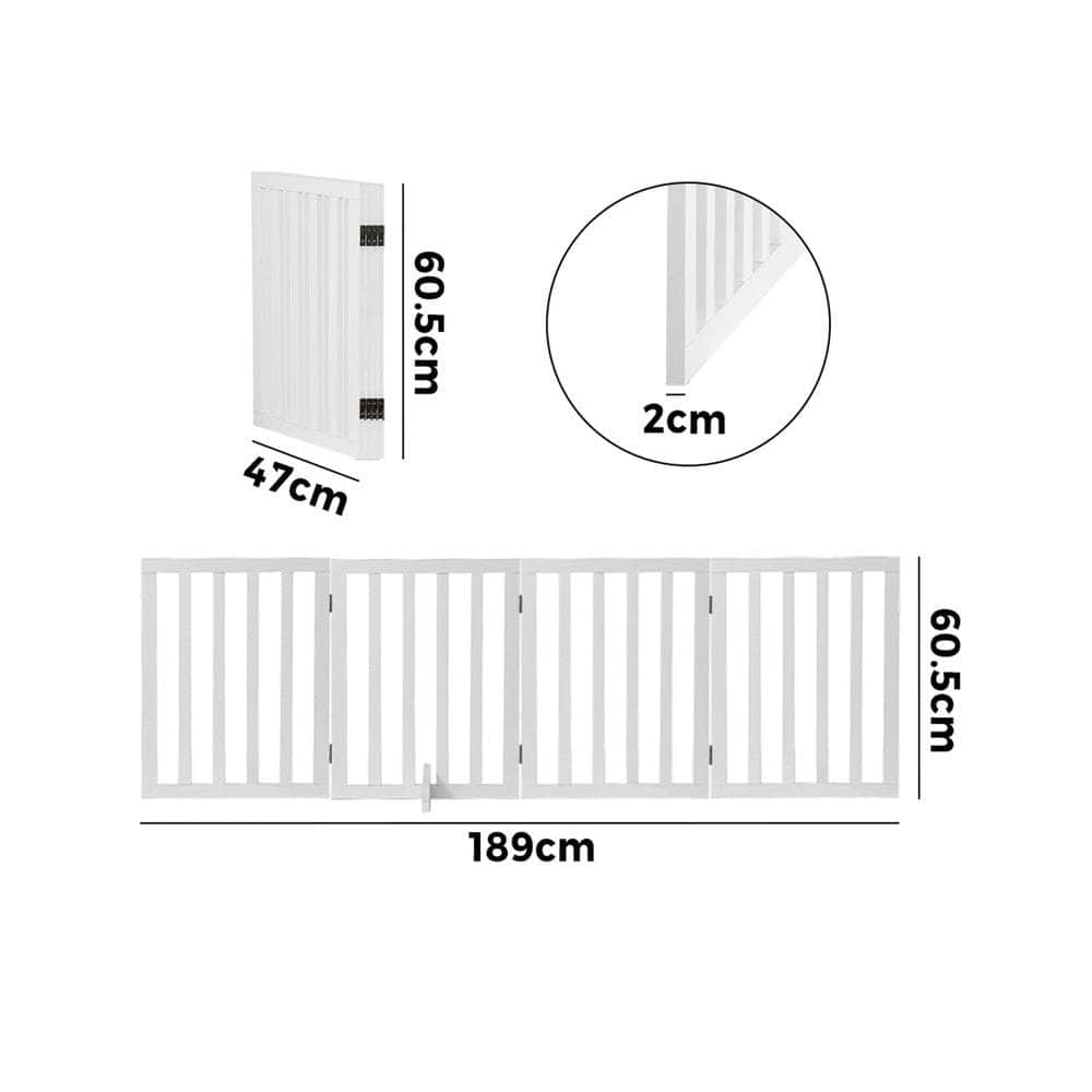 Wooden Pet Gate Dog Fence Safety Stair Barrier Security Door 4 Panels