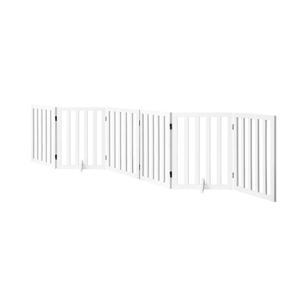 Wooden Pet Gate Dog Fence Safety Stair Barrier Security Door 6 Panels