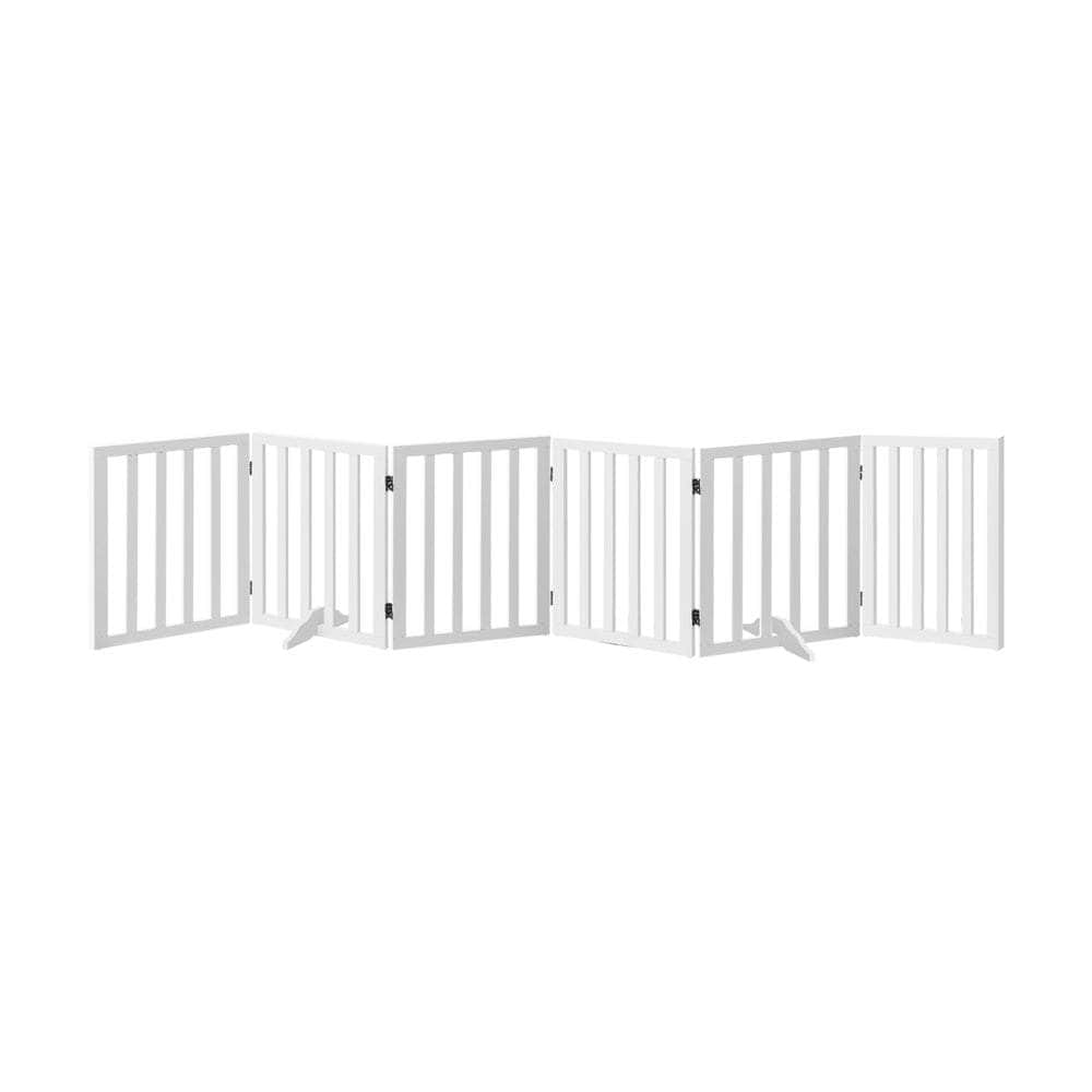 Wooden Pet Gate Dog Fence Safety Stair Barrier Security Door 6 Panels