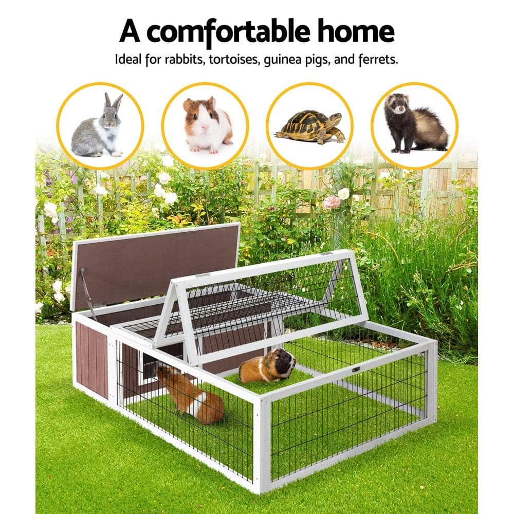 Wooden Rabbit Hutch Chicken Coop Run Cage Habitat House Outdoor Large