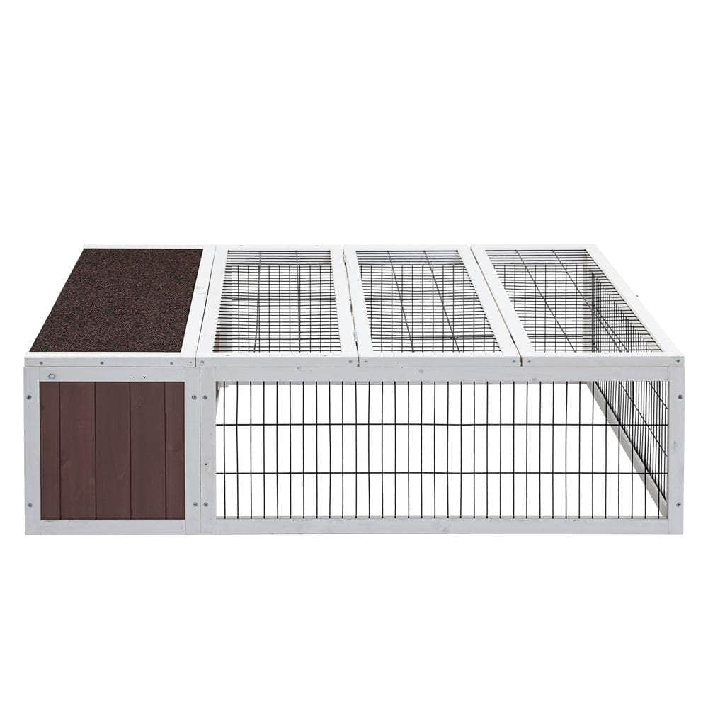 Wooden Rabbit Hutch Chicken Coop Run Cage Habitat House Outdoor Large