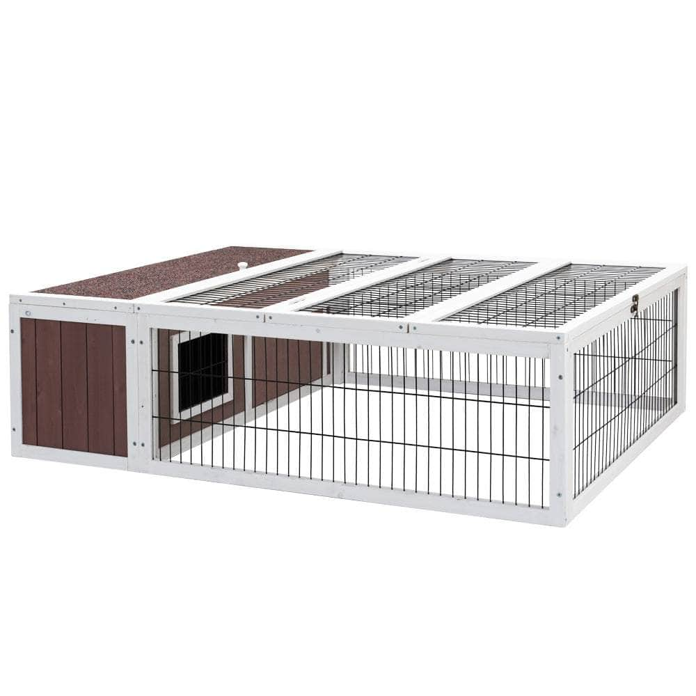 Wooden Rabbit Hutch Chicken Coop Run Cage Habitat House Outdoor Large