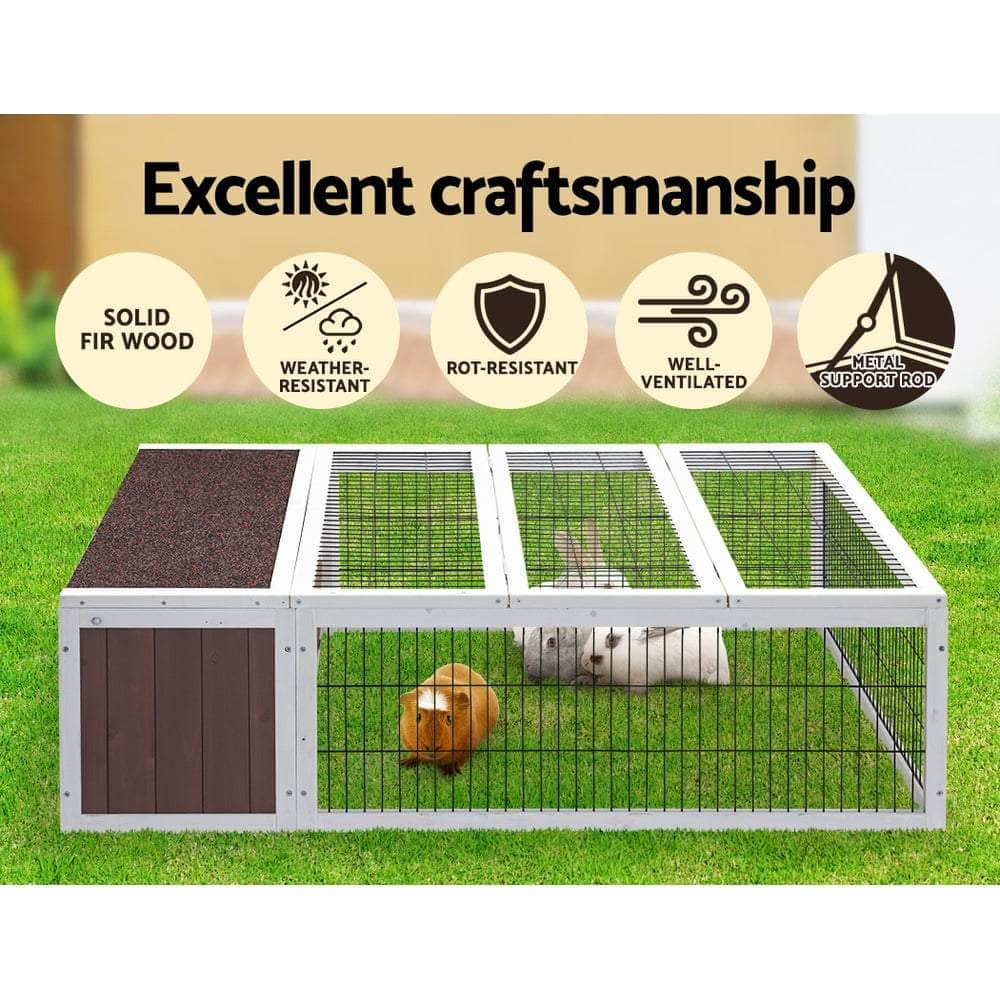 Wooden Rabbit Hutch Chicken Coop Run Cage Habitat House Outdoor Large