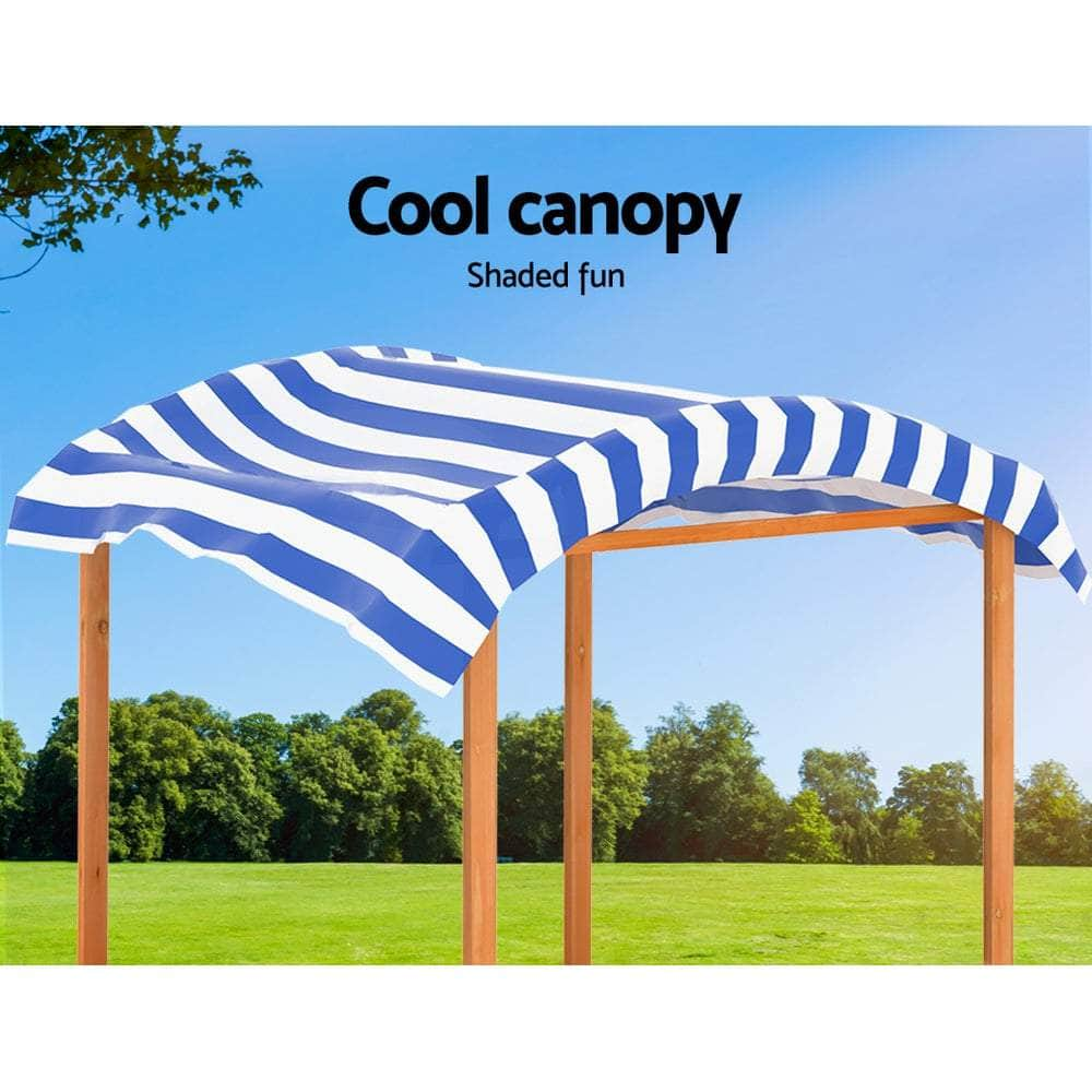 Wooden Sandpit with Canopy & Basin - 146cm