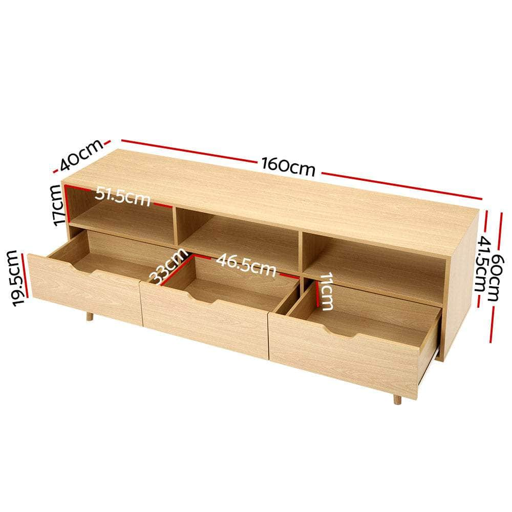 Wooden Scandinavian Entertainment Unit - Natural