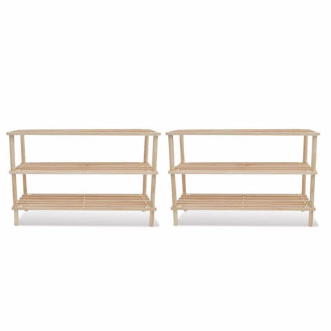 Wooden Shoe Rack 3-Tier 2 pcs