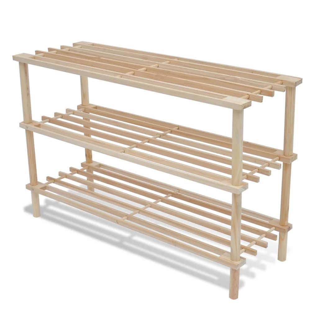 Wooden Shoe Rack 3-Tier 2 pcs