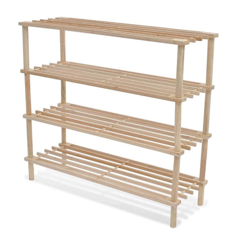 Wooden Shoe Rack 4-Tier Shoe Shelf Storage 2 pcs