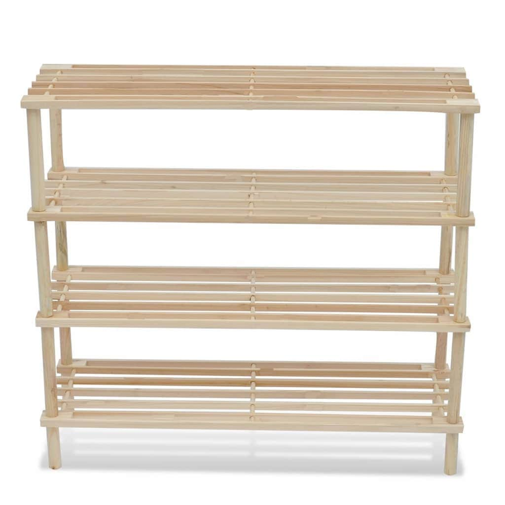 Wooden Shoe Rack 4-Tier Shoe Shelf Storage 2 pcs