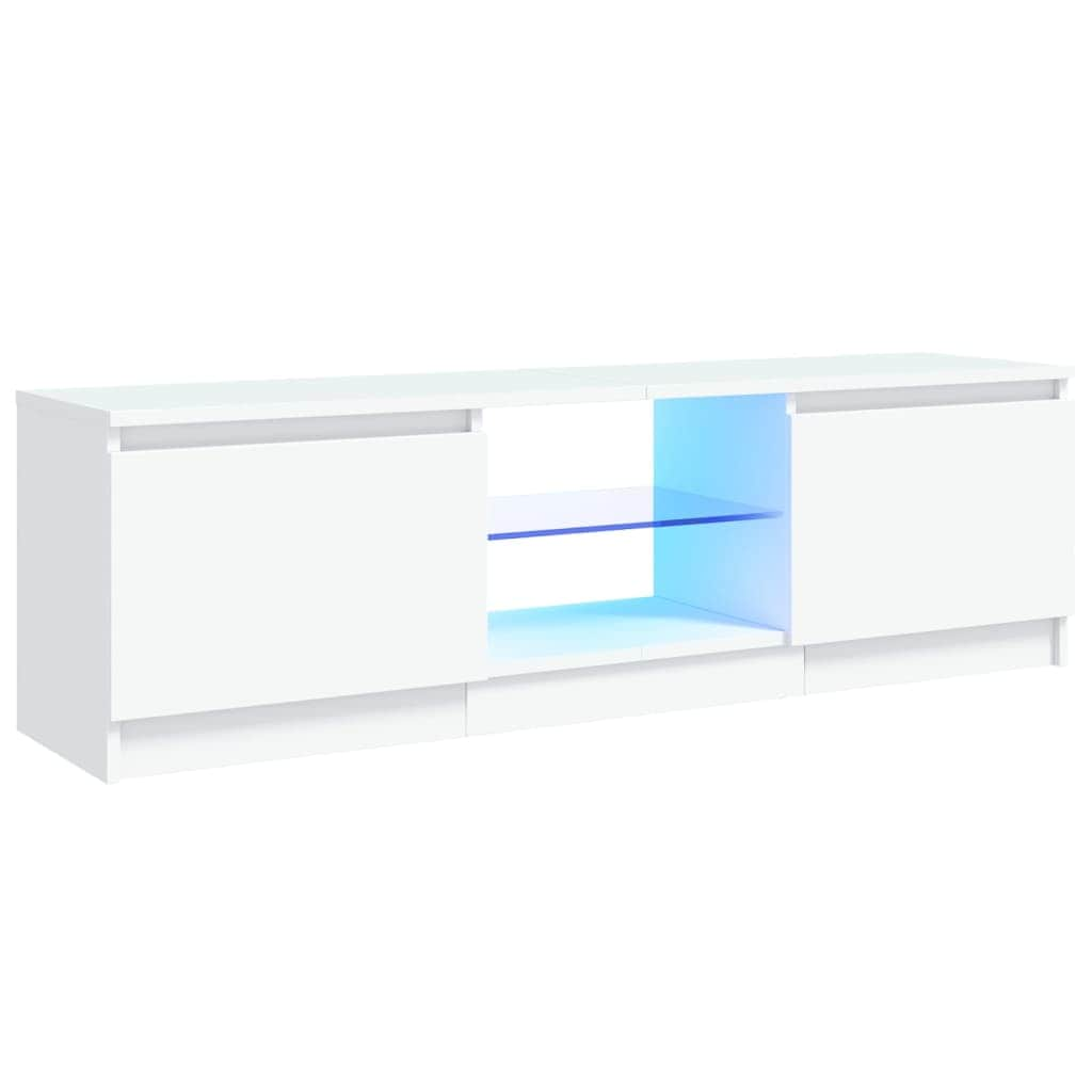 Wooden TV Cabinet with LED Lights White