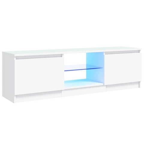 Wooden TV Cabinet with LED Lights White