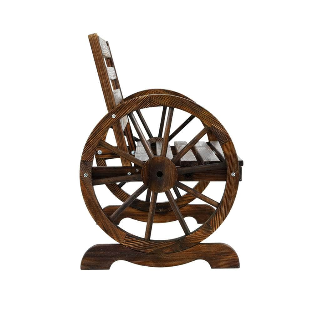 Wooden Wagon Wheel Bench - Brown