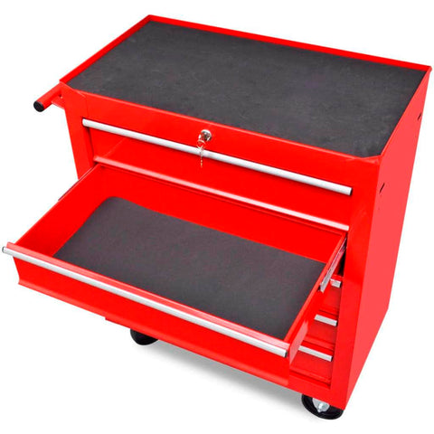 Workshop Tool Trolley 5 Drawers Red