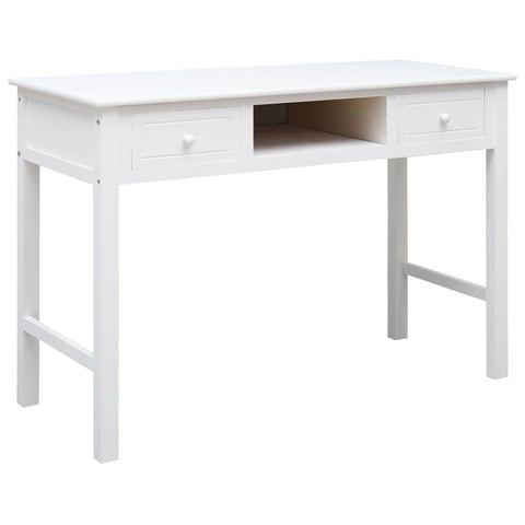 Writing Desk 2 Drawers White Wood