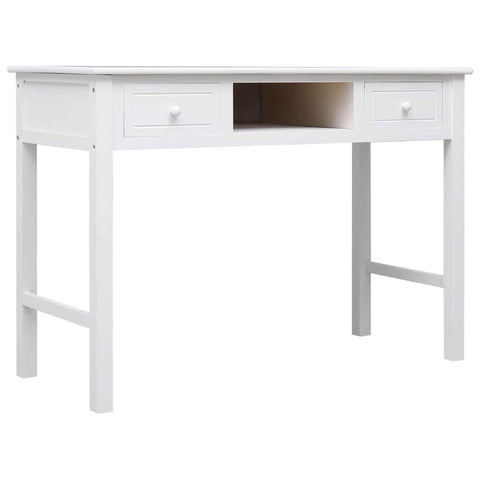 Writing Desk 2 Drawers White Wood