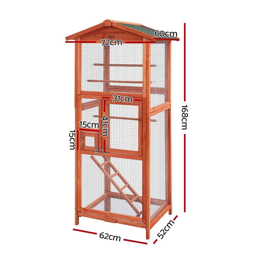 Xl Bird Cage 72X60X168Cm Wooden Aviary Parrot Carrier