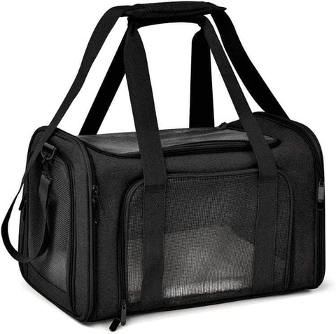 XL Black Portable Foldable Pet Carrier Bag - Large Capacity Travel Carrier