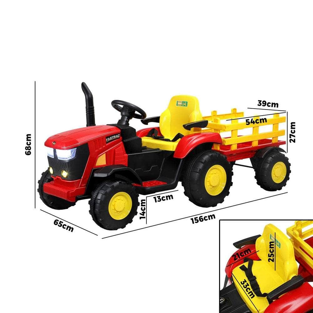 XL Ride On Tractor 12V Kids Electric Vehicle Toy Cars W/ Trailer Remote