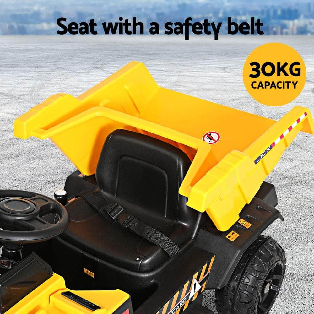 Yellow Electric Dumptruck Ride-On Car Toy