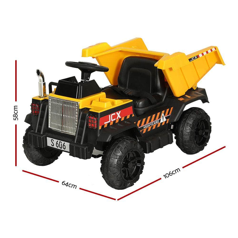 Yellow Electric Dumptruck Ride-On Car Toy