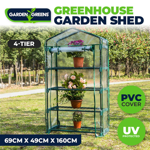 Garden Greens Greenhouse Shed 4 Tier Uv Protected Cover Sturdy Structure 1.6M