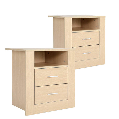 Zuri Oak Nightstand With 2 Drawers