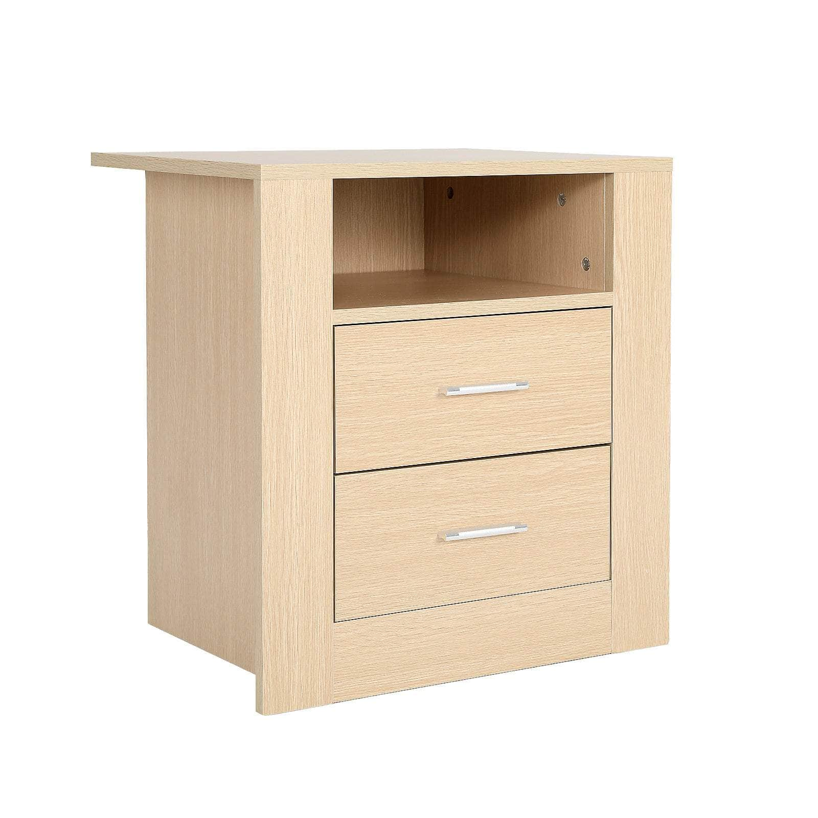 Zuri Oak Nightstand With 2 Drawers