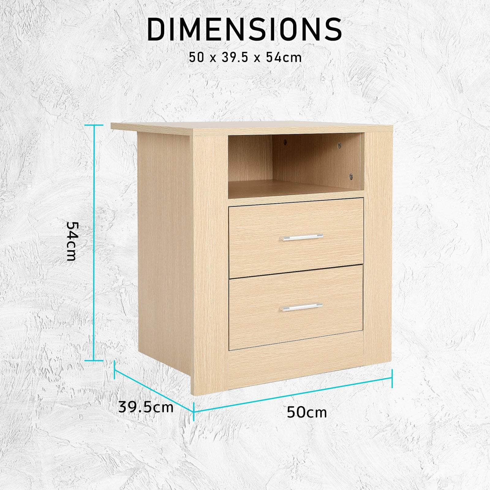 Zuri Oak Nightstand With 2 Drawers