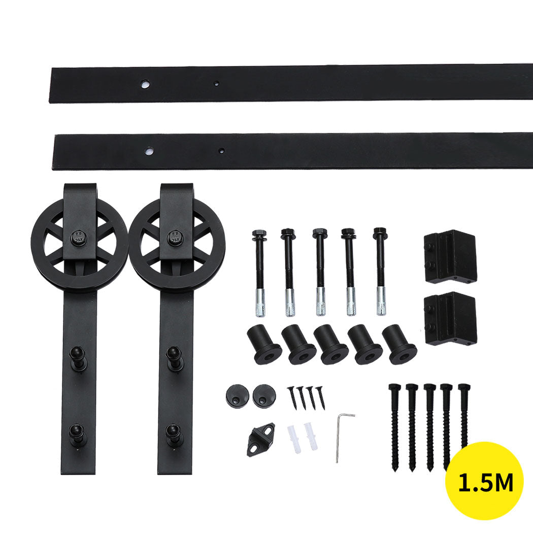 1.5M Antique Classic Style Single Sliding Barn Door Hardware Track Roller Kit