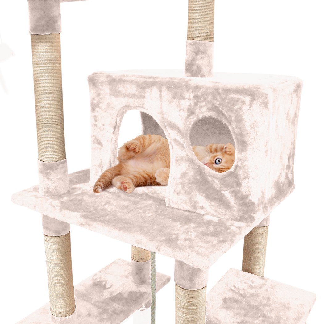 pet products 1.83M Cat Scratching Post Tree House Dark Cream