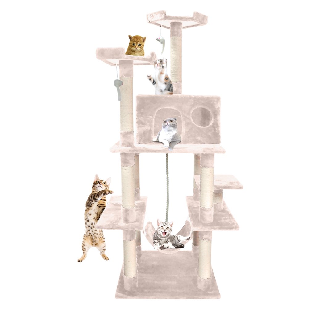 pet products 1.83M Cat Scratching Post Tree House Dark Cream