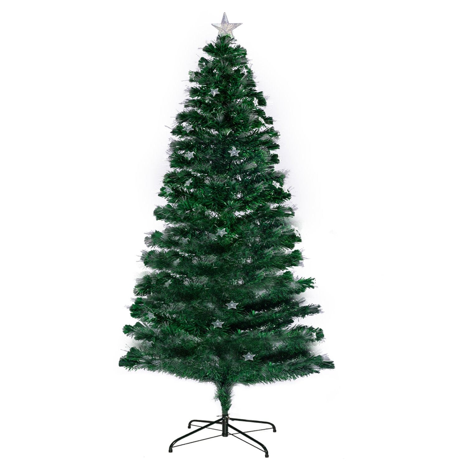 1.8m Enchanted Pre Lit Fibre Optic Christmas Tree Stars