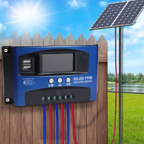 outdoor living 100A Solar Panel Charge Controller 12V 24V Regulator Auto Dual USB Mppt Battery