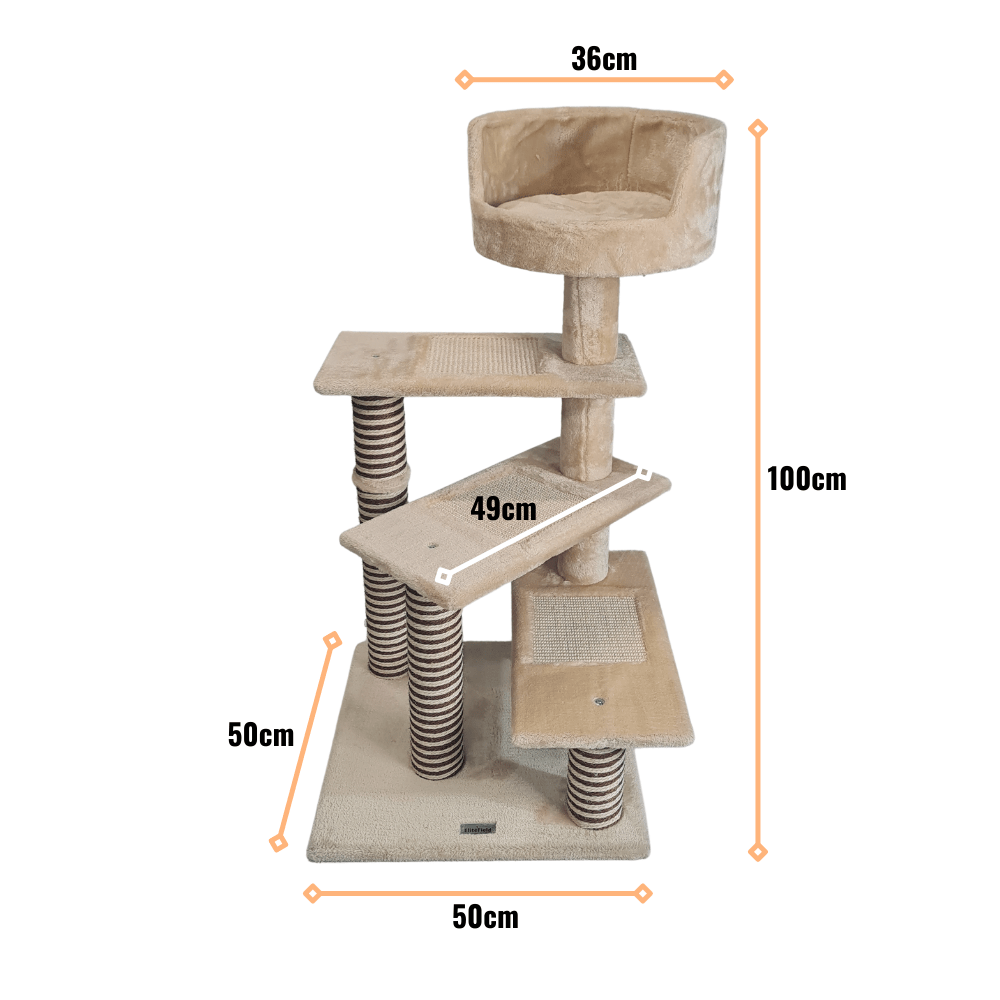 100cm Multi Level Cat Scratching Tree Beige