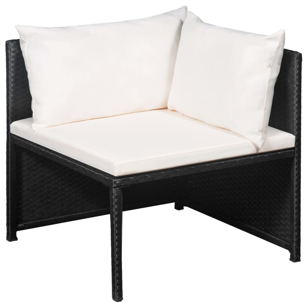 12 Piece Garden Lounge Set with Cushions Poly Rattan Black