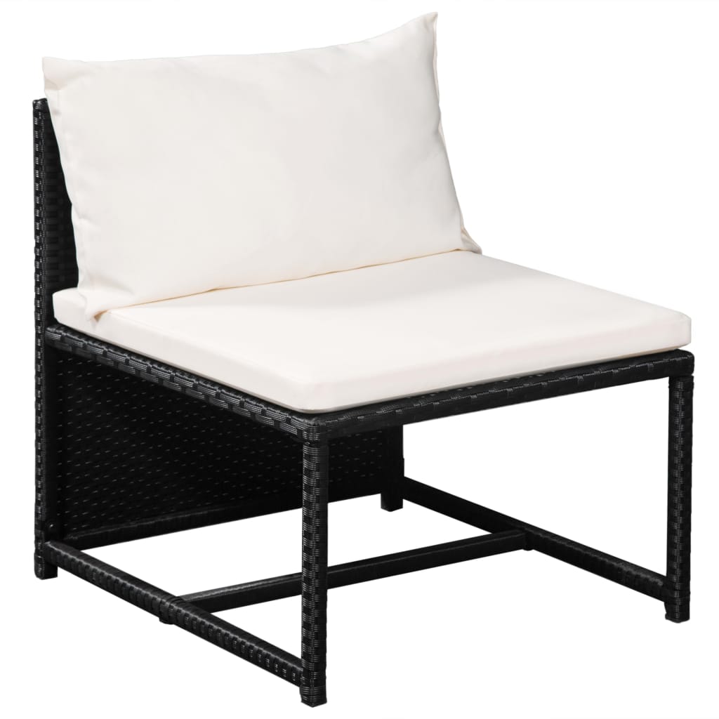 12 Piece Garden Lounge Set with Cushions Poly Rattan Black