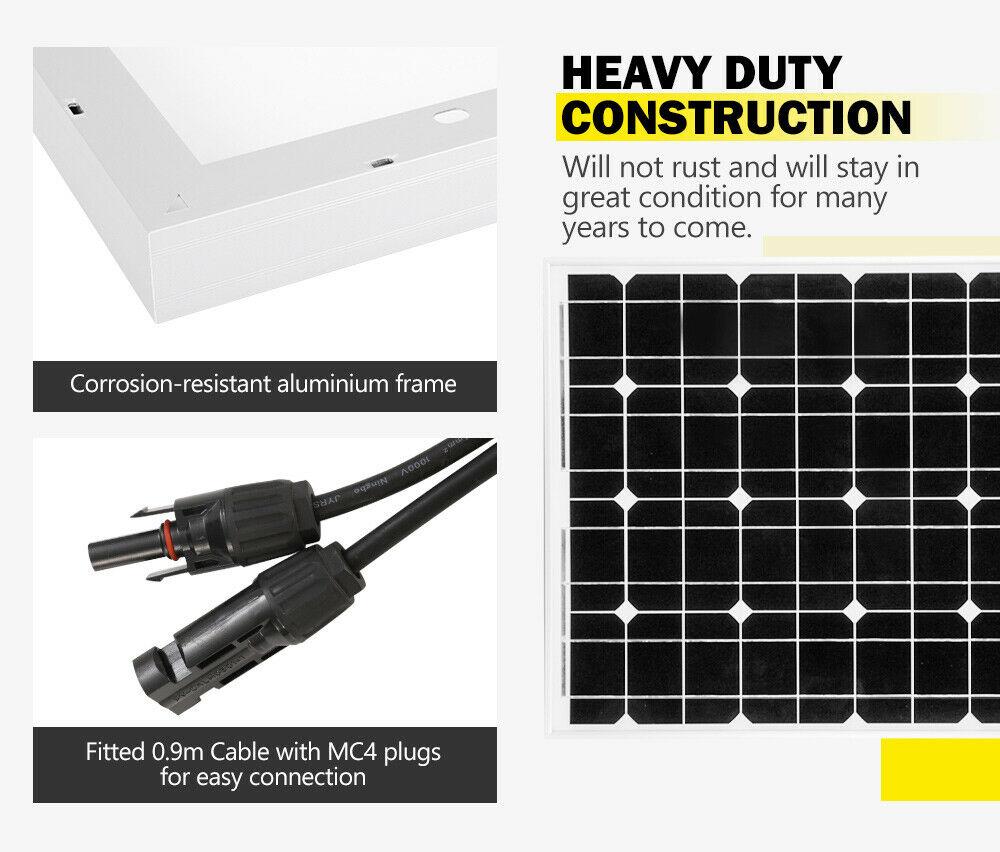 12V 120W Solar Panel Kit Mono Generator Caravan Camping Power Battery Charging