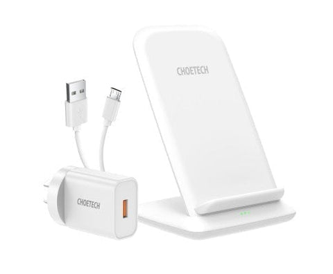 15W Wireless Charger Stand with AC Charger (White)