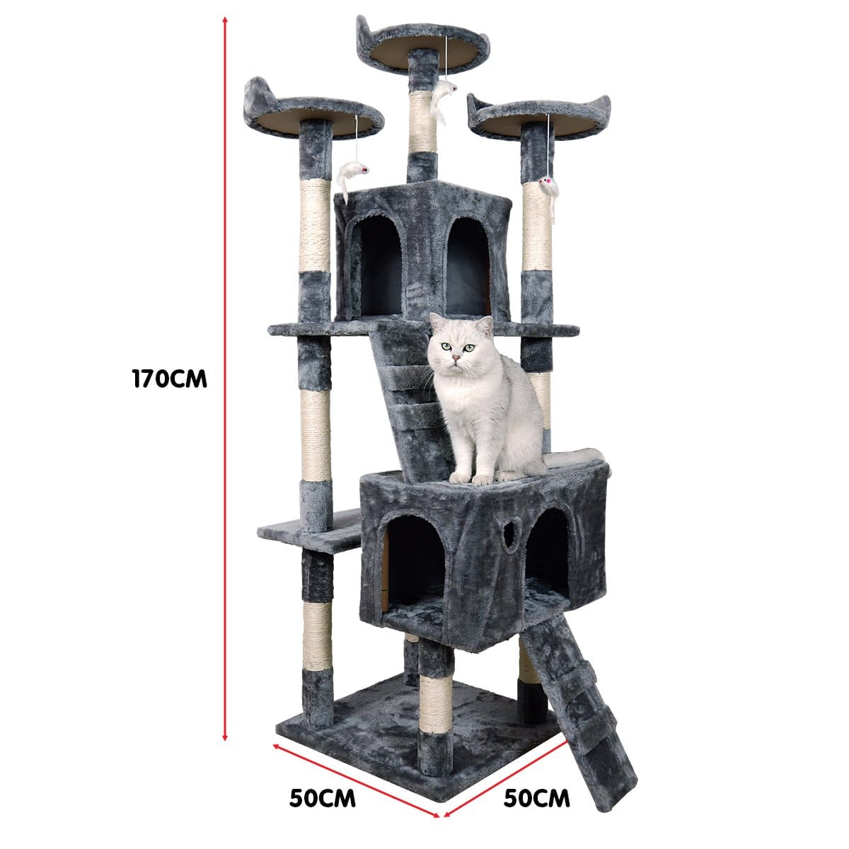 170Cm Cat Tree Scratching Post - Dark Grey