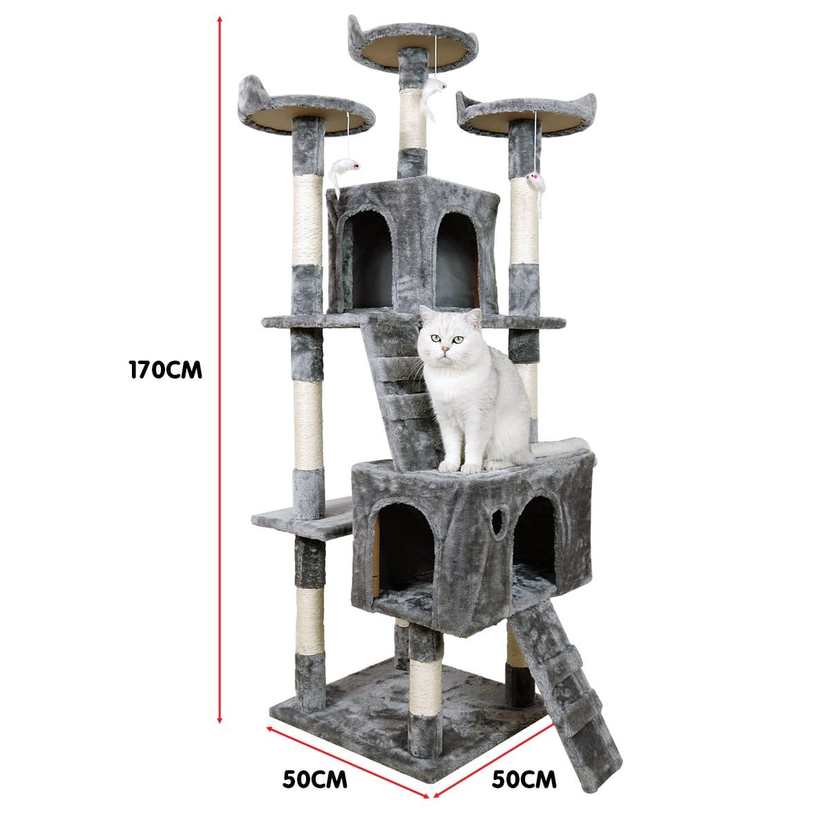 170Cm Cat Tree Scratching Post - Silver Grey