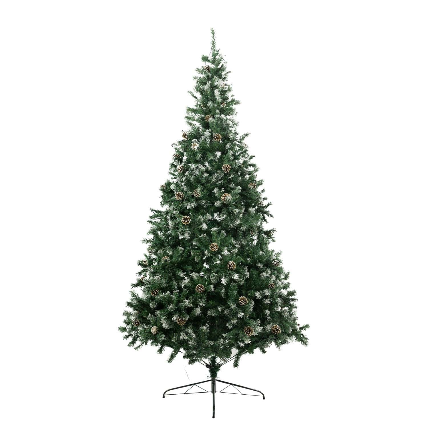 2.4m Pre Lit LED Christmas Tree with Pine Cones