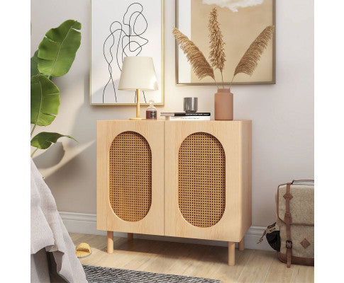 2-Door Accent Cabinet in White/Maple