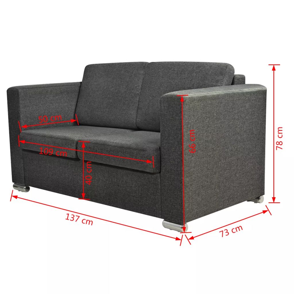 2-Seater Sofa Fabric Dark Grey