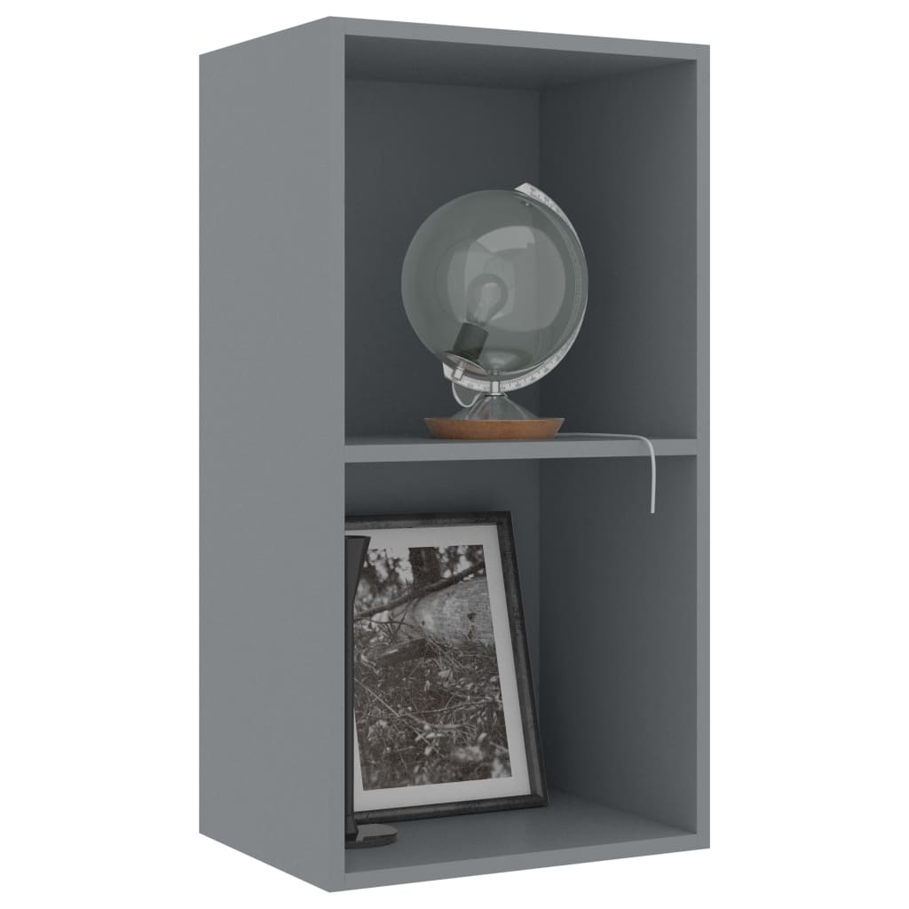 2-Tier Book Cabinet Grey 40x30x76.5 cm Chipboard
