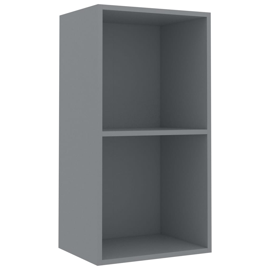 2-Tier Book Cabinet Grey 40x30x76.5 cm Chipboard