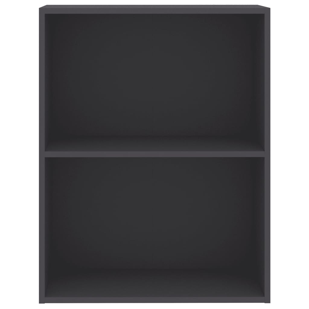 2-Tier Book Cabinet Grey 60x30x76.5 cm Chipboard