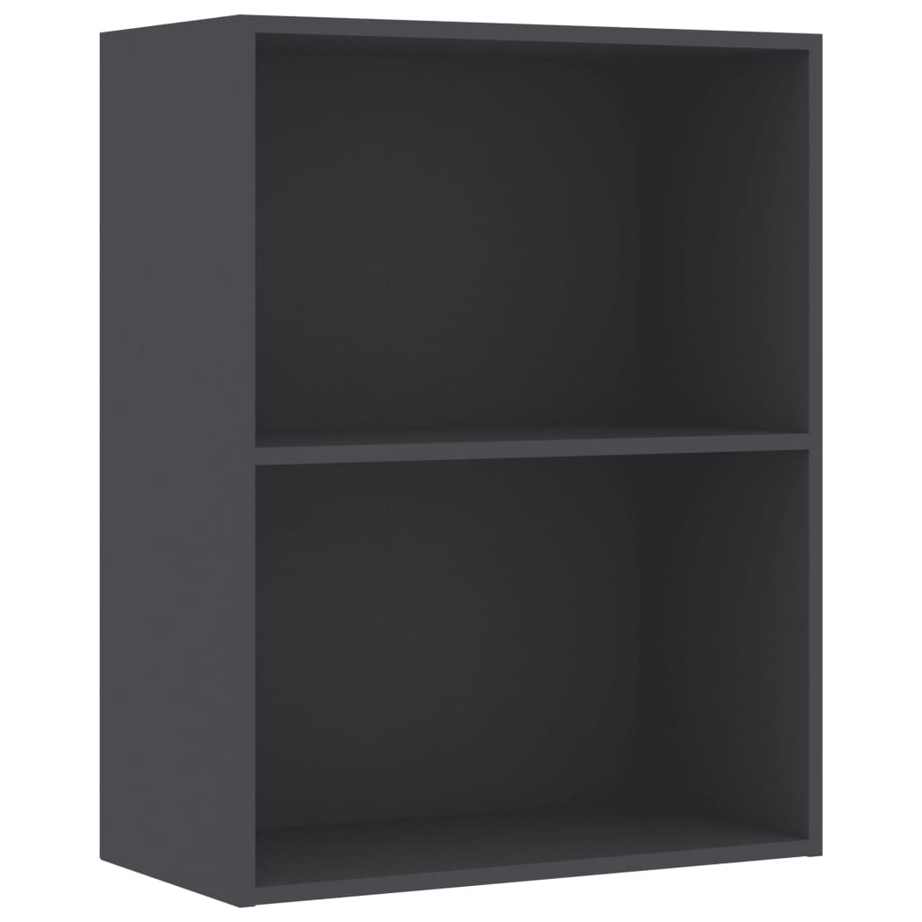 2-Tier Book Cabinet Grey 60x30x76.5 cm Chipboard