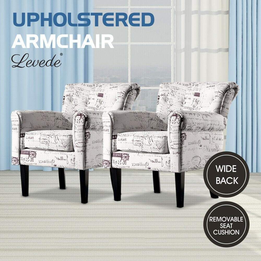 living room 2X Armchair Dining Chairs Single Accent Sofa Padded Fabric