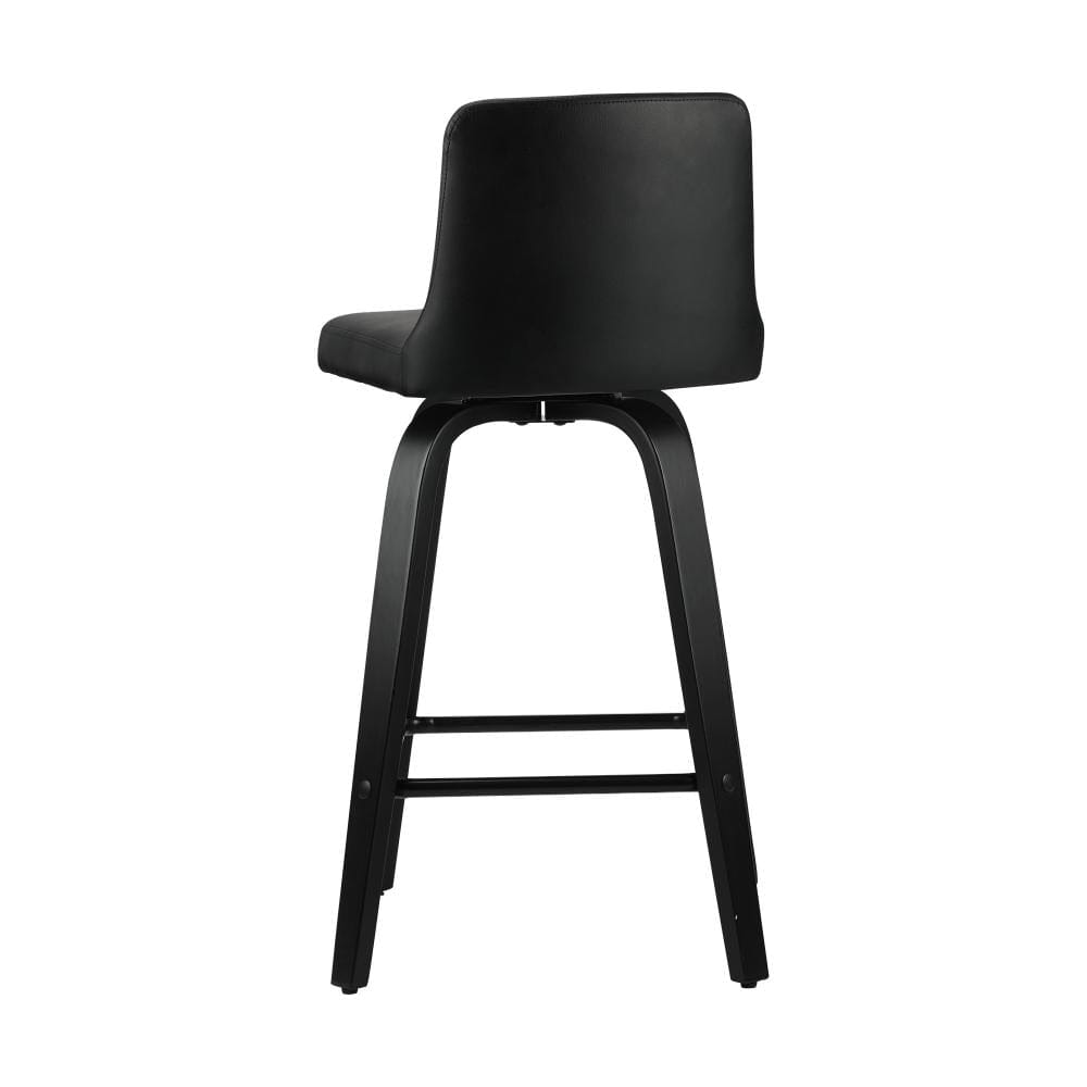 2x Bar Stool Swivel Kitchen Wooden Dining Chair Barstools Leather Black