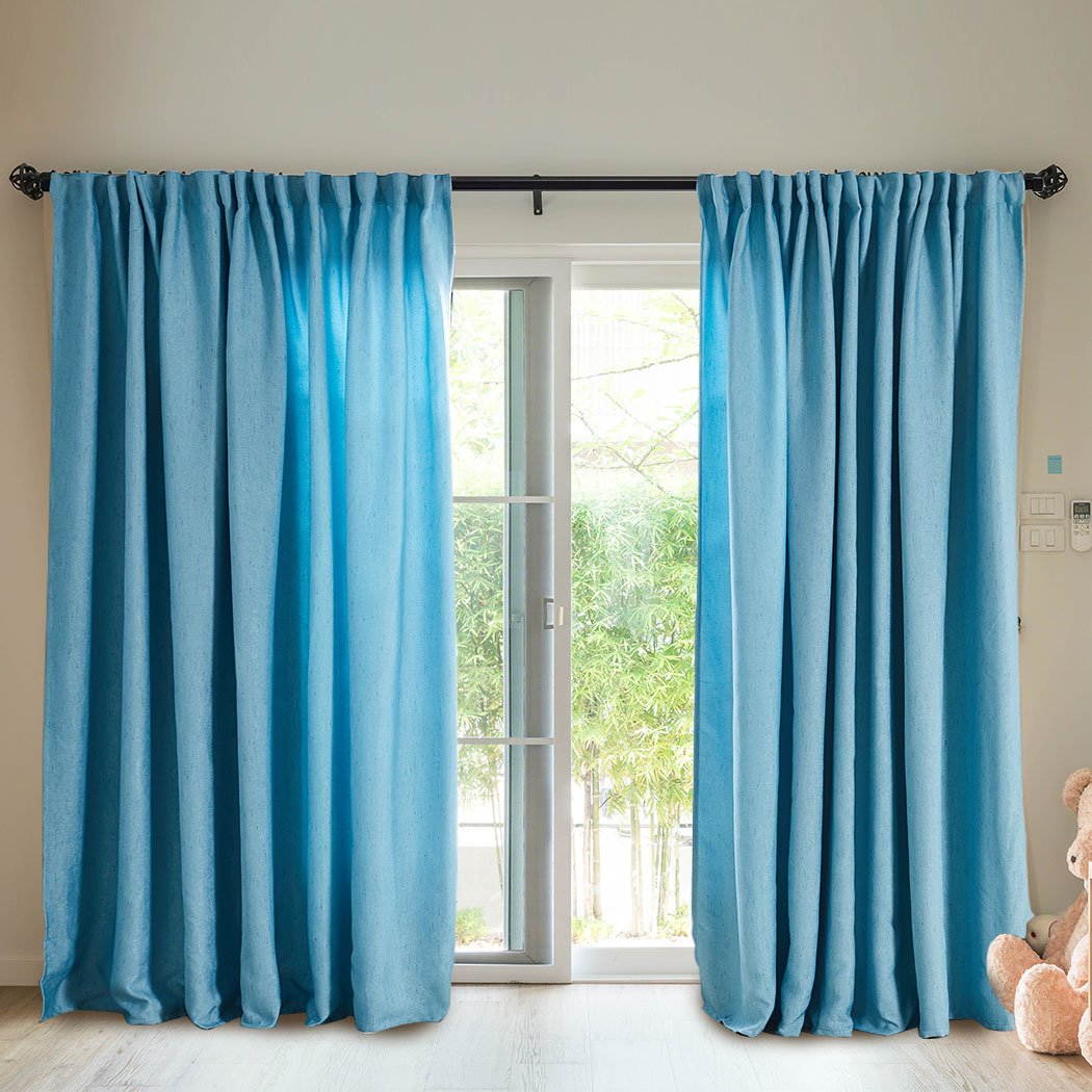 Living Room 2X Blockout Premium quality Curtains blue180CM x 230CM